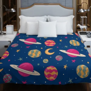 Fantasy Planet Saturn Pattern Duvet Cover