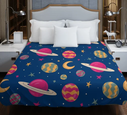 Fantasy Planet Saturn Pattern Duvet Cover