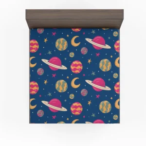 Fantasy Planet Saturn Pattern Fitted Sheet