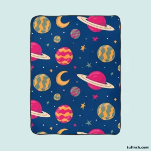 Fantasy Planet Saturn Pattern Fleece Blanket 1