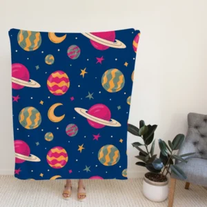 Fantasy Planet Saturn Pattern Fleece Blanket