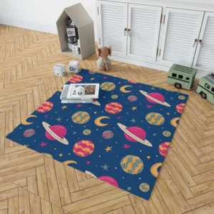 Fantasy Planet Saturn Pattern Rug 1