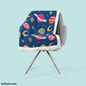 Fantasy Planet Saturn Pattern Sherpa Fleece Blanket 2