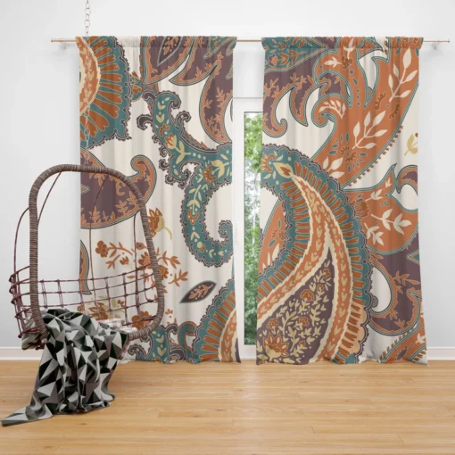 Fantasy Vintage Flowers Paisley Design Curtain