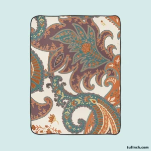 Fantasy Vintage Flowers Paisley Design Fleece Blanket 1