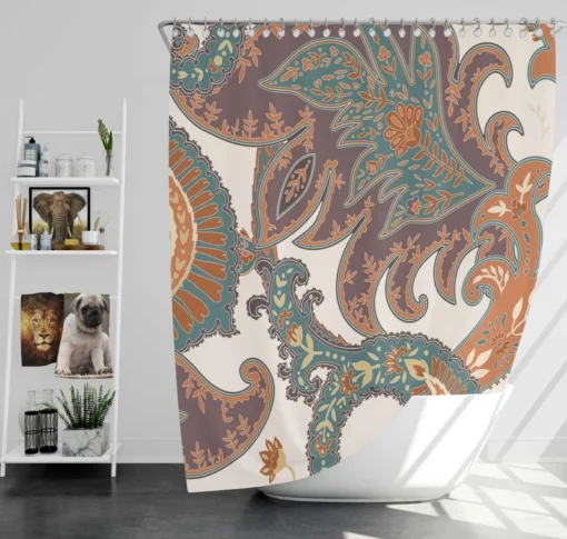 Fantasy Vintage Flowers Paisley Design Shower Curtain