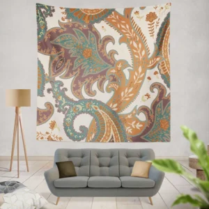 Fantasy Vintage Flowers Paisley Design Wall Tapestry