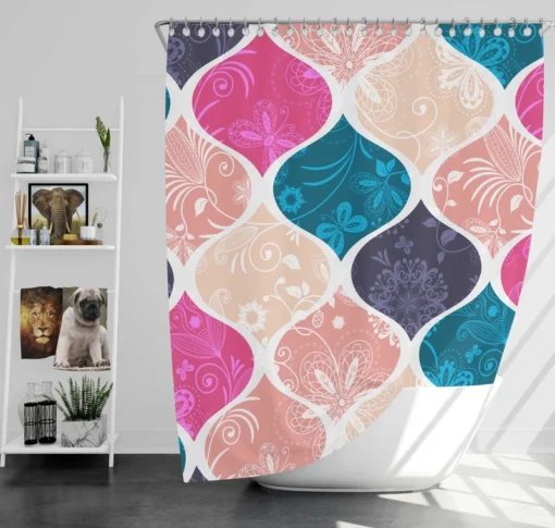 Festive Colored Turkish Patchwork Shower Curtain