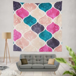 Festive Colored Turkish Patchwork Wall Tapestry