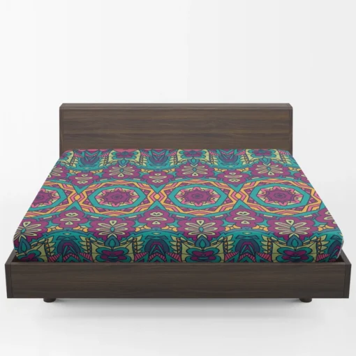 Festive Colorful Ethnic Pattern Fitted Sheet 1