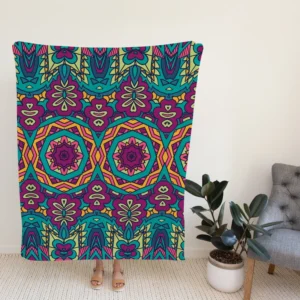 Festive Colorful Ethnic Pattern Fleece Blanket