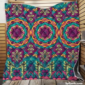 Festive Colorful Ethnic Pattern Quilt Blanket