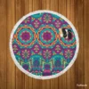 Festive Colorful Ethnic Pattern Round Beach Towel