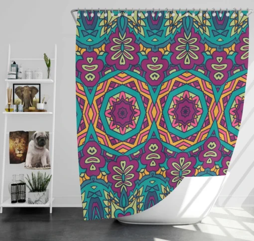 Festive Colorful Ethnic Pattern Shower Curtain