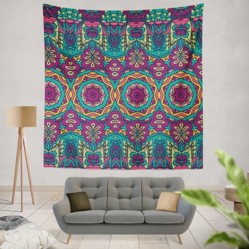 Festive Colorful Ethnic Pattern Wall Tapestry