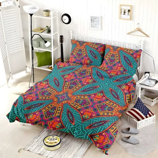 Festive Ornamental Geometric Pattern Bedding Set