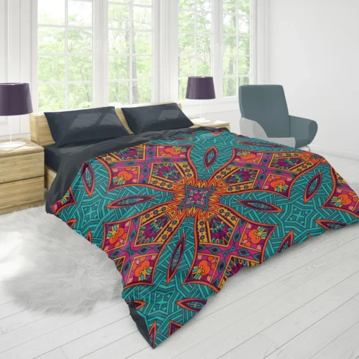 Festive Ornamental Geometric Pattern Duvet Cover 1