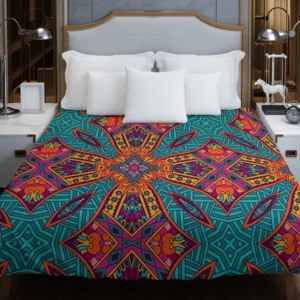 Festive Ornamental Geometric Pattern Duvet Cover