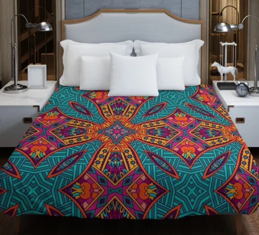 Festive Ornamental Geometric Pattern Duvet Cover