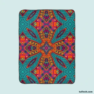 Festive Ornamental Geometric Pattern Fleece Blanket 1