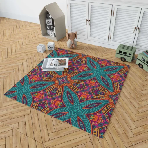 Festive Ornamental Geometric Pattern Rug 1