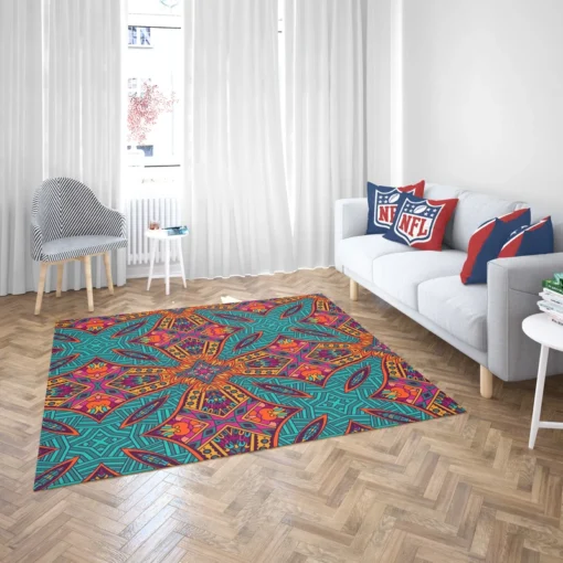 Festive Ornamental Geometric Pattern Rug 2