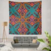 Festive Ornamental Geometric Pattern Wall Tapestry