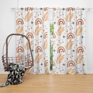 Flat Boho Aztec Folkloric Pattern Curtain