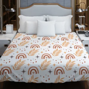 Flat Boho Aztec Folkloric Pattern Duvet Cover