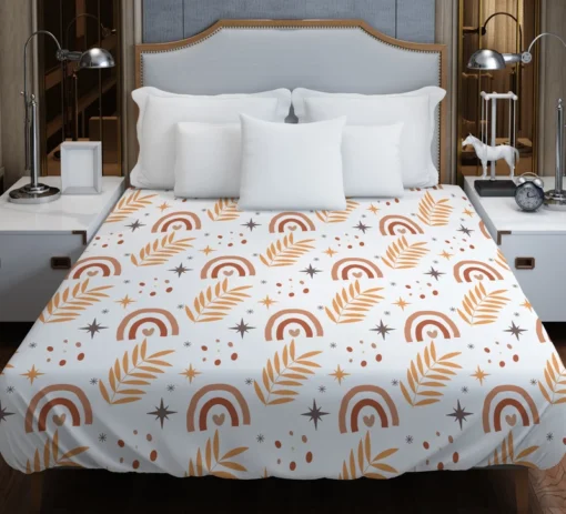 Flat Boho Aztec Folkloric Pattern Duvet Cover