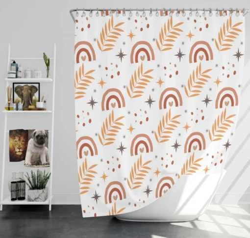 Flat Boho Aztec Folkloric Pattern Shower Curtain