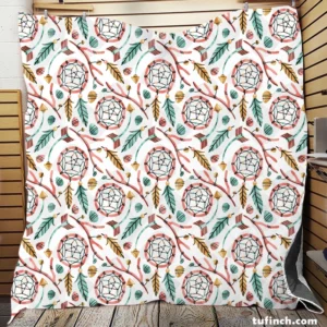 Flat Boho Style Dreamcatcher Pattern Quilt Blanket