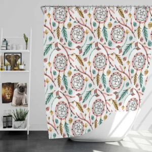 Flat Boho Style Dreamcatcher Pattern Shower Curtain