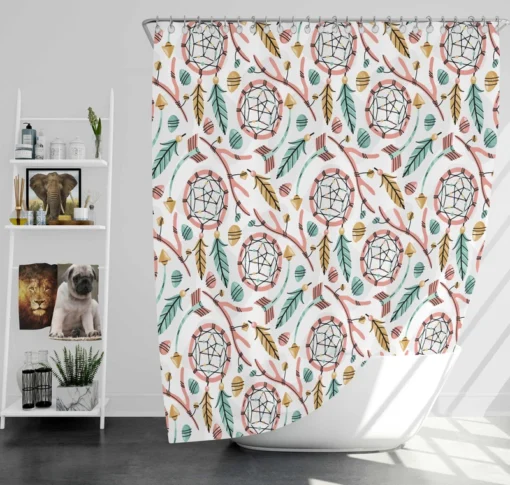 Flat Boho Style Dreamcatcher Pattern Shower Curtain