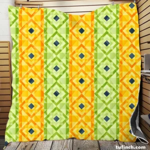 Flat Colorful Geometric Pattern Quilt Blanket