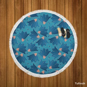 Flat Design Art Deco Round Beach Towel