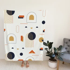 Flat Design Boho Geometric Pattern Fleece Blanket