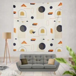 Flat Design Boho Geometric Pattern Wall Tapestry