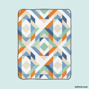 Flat Design Colorful Geometric Pattern Fleece Blanket 1