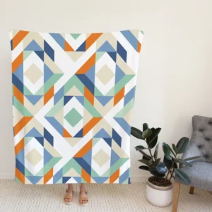 Flat Design Colorful Geometric Pattern Fleece Blanket