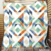 Flat Design Colorful Geometric Pattern Quilt Blanket