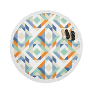 Flat Design Colorful Geometric Pattern Round Beach Towel