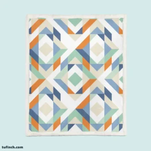 Flat Design Colorful Geometric Pattern Sherpa Fleece Blanket 1