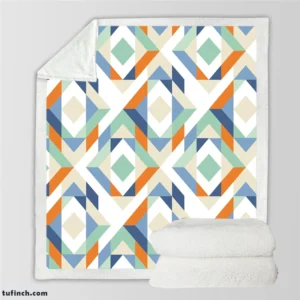 Flat Design Colorful Geometric Pattern Sherpa Fleece Blanket