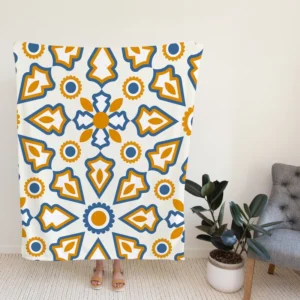 Flat Design Ornamental Arabic Pattern Fleece Blanket