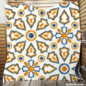 Flat Design Ornamental Arabic Pattern Quilt Blanket