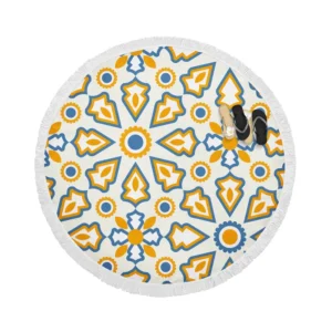 Flat Design Ornamental Arabic Pattern Round Beach Towel