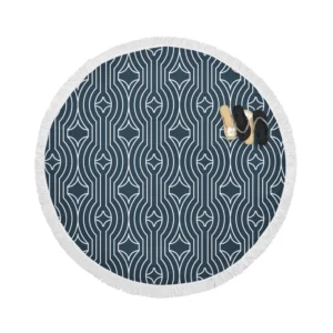 Flat Linear Abstract Lines Pattern Round Beach Towel