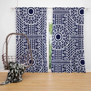 Flat Maori Tattoo Pattern Design Curtain