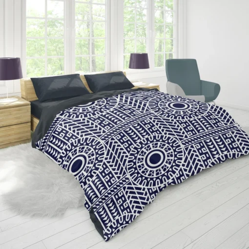 Flat Maori Tattoo Pattern Design Duvet Cover 1